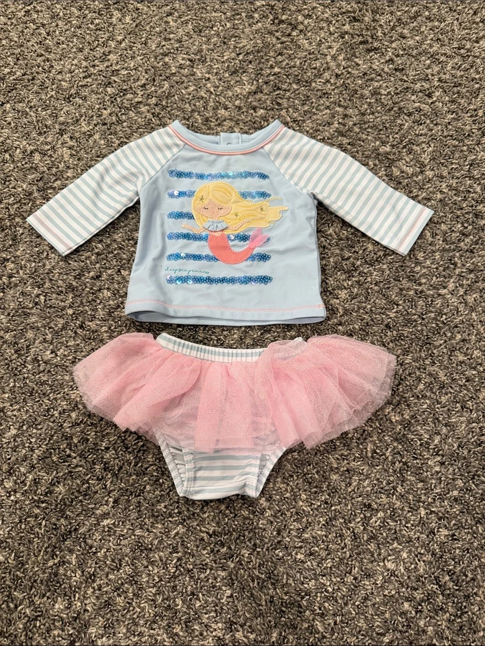 Mud Pie Toddler Mermaid Tutu Swim Set - Light Blue & Pink